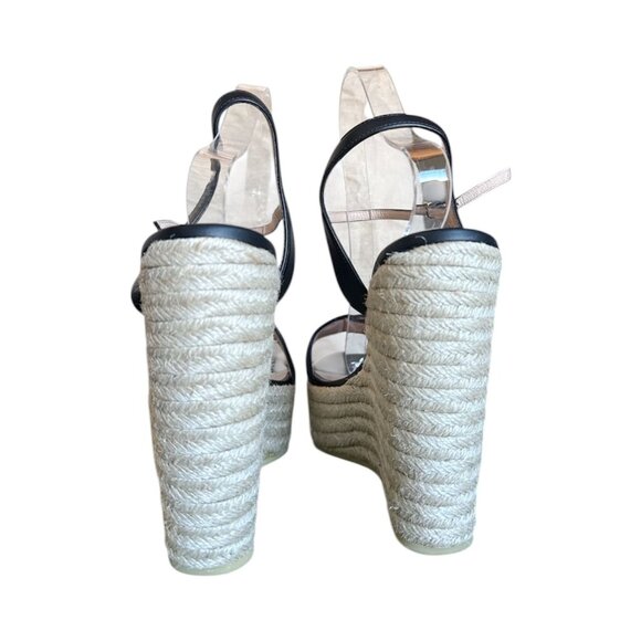 GUCCI Lifford GG Marmont Black Leather Espadrille Wedge Sandal EU 41 US 11 Aitan - Picture 3 of 8